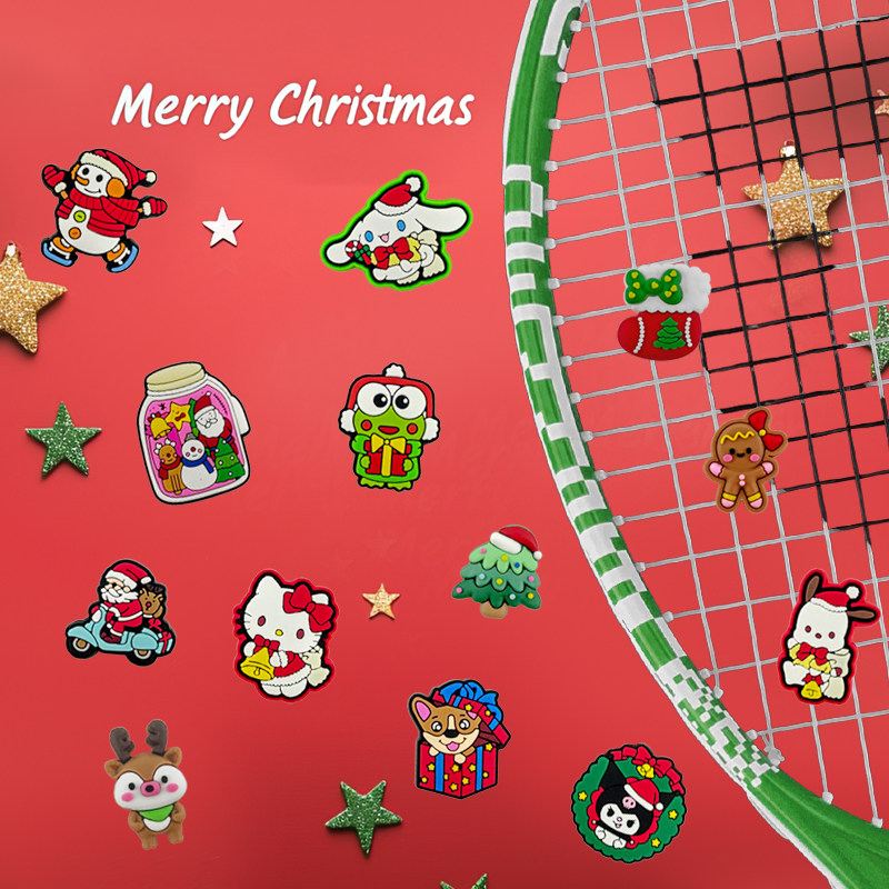 网球拍避震器圣诞硅胶纽扣卡通减震粒可爱双扣固定不易掉网球配件