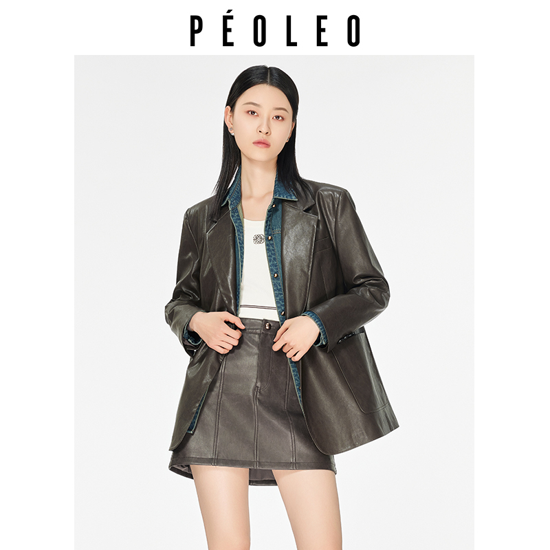 高级感西装皮衣外套女2025秋秋新款宽松休闲流行气质pu皮上衣
