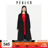 限时立减200元 3件9折 飘蕾黑色100%绵羊毛大衣冬双面呢