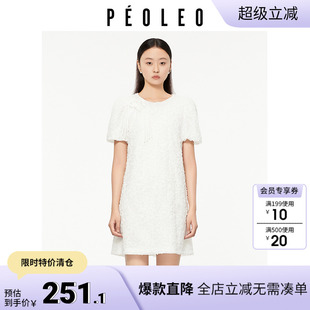 时尚 飘蕾洋气泡泡袖 新款 短袖 圆领显瘦宽松甜美 连衣裙女2025夏季