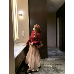 （吴大笑）晚风轻拂～仙气百搭温柔设计感下摆不规则松紧腰半身裙