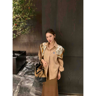 上衣 午茶小调～气质老钱风高级感翻领宽松百搭丝巾衬衫 吴大笑