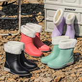 软底耐磨雨靴水鞋 回力秋冬撞色雨鞋 外穿水靴防滑防水胶鞋 时尚 女款