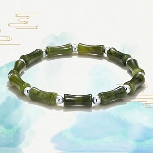 天然橄榄石竹报平安竹节串珠手链国风转运气质七夕情侣款节节高升