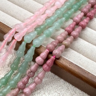 天然蔷薇辉石粉水晶东陵玉葫芦雕刻diy手工串珠项链手链发簪材料