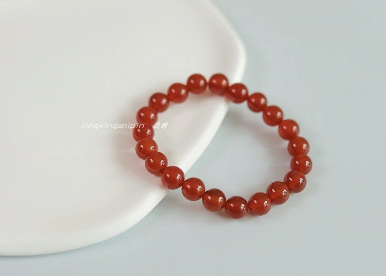天然红玛瑙中国风圆珠单圈手串本命年情侣水晶手链佛珠手串男女款