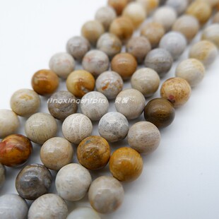 天然珊瑚玉石头散珠菊花石圆珠手工DIY串珠饰品配件男女手串同款