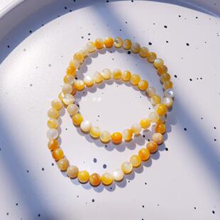 天然黄碟贝串珠手链新中式复古小众饰品不掉色海水贝壳圆珠手串