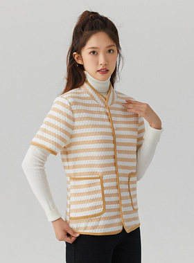 春秋彩棉短袖上衣外套女短款透气夏季家居服薄妈妈半袖上衣空调衫