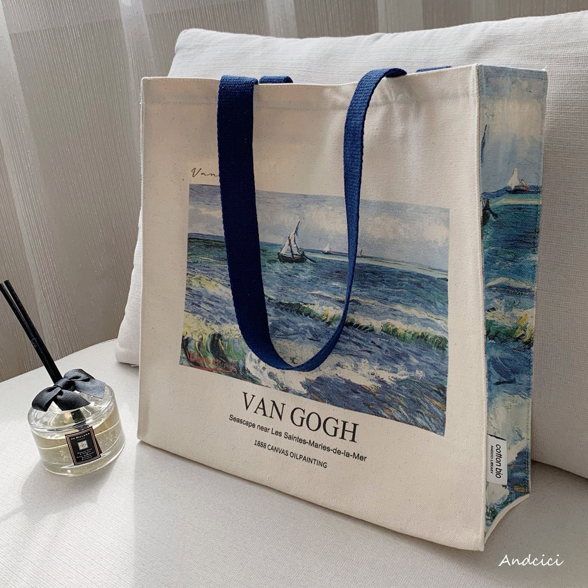 ANDCICI◆梵高博物馆~阿尔的海洋~油画拉链帆布包袋手提单肩包书
