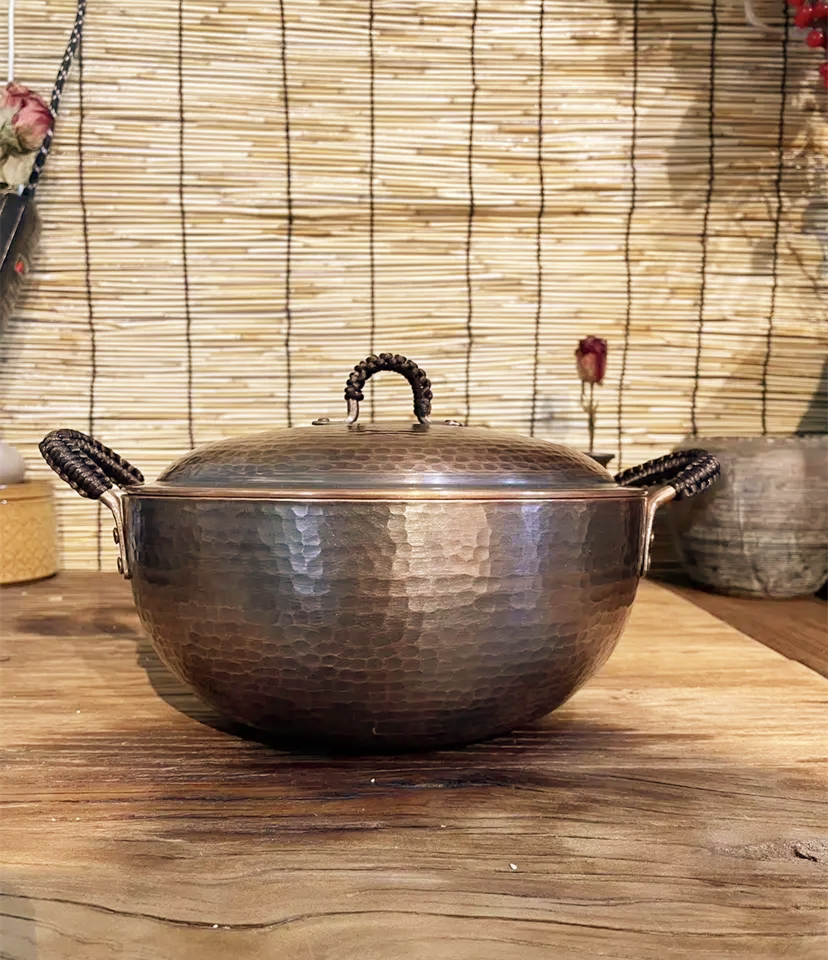 加厚纯铜火锅老式煮茶锅铜汤锅