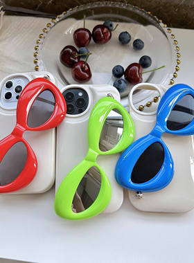 TRstudio独家原创设计炫酷墨镜手机壳全包软壳光面潮人造型欧美猫眼走秀太阳镜适用于iphone15pro1412promax