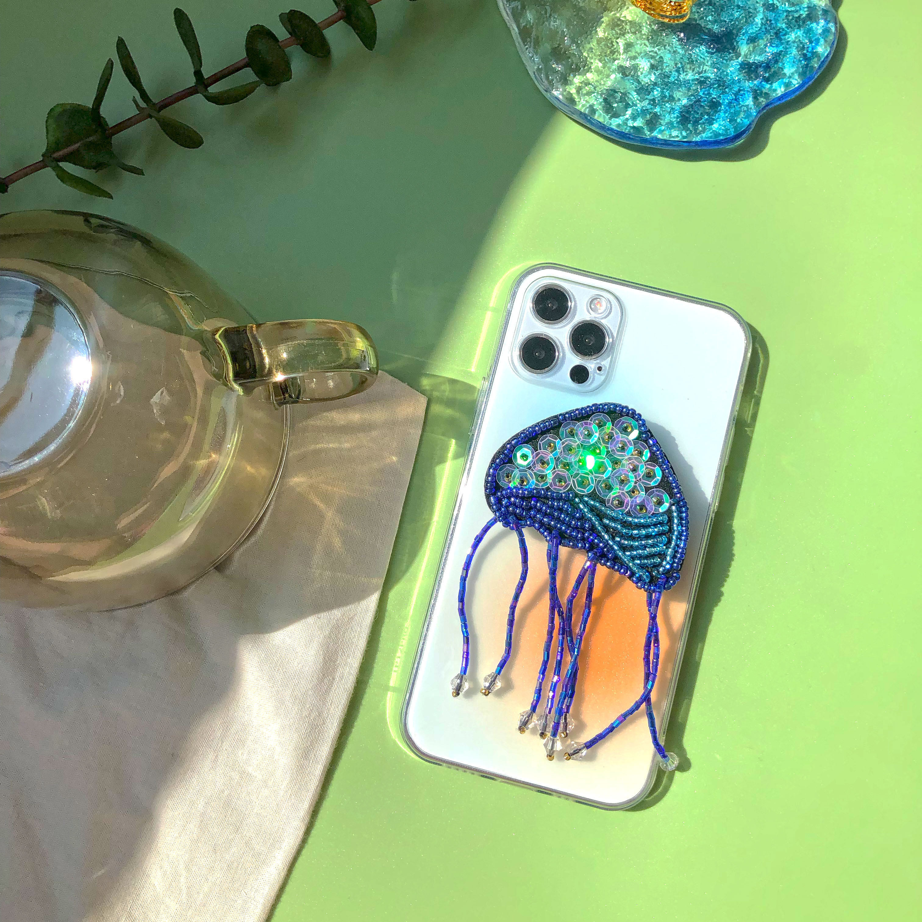 TRstudio亮片云母手机壳气囊支架串珠手作闪亮适用于iphone13安卓