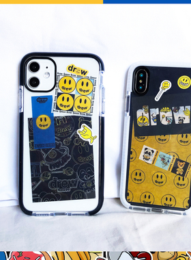 TR drew手机壳笑脸贾斯汀比伯潮牌适用于苹果11x13pro华为贴纸diy