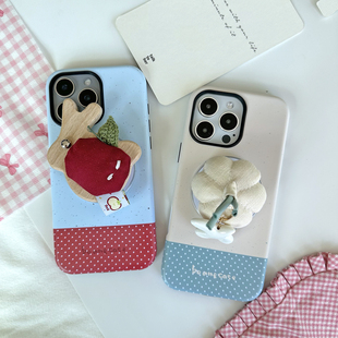 TRstudio原创设计蒜鸟苹果兔磁吸立体支架手机壳全包磁吸壳波点少女心适用于iphone17promax1614pro趣味支架