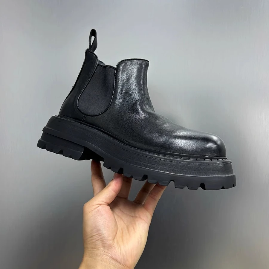 帕达索靴子男厚底工装靴马丁靴厚底休闲皮靴英伦风切尔西靴240808