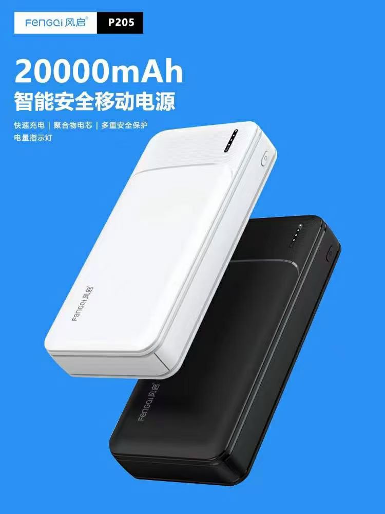 风启P205双USB输出Micro/TypeC输入2.A充电宝20000毫安可上飞机H