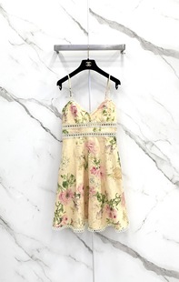 尺寸0胸围39腰围33衣长80 immernann印花蕾丝吊带裙