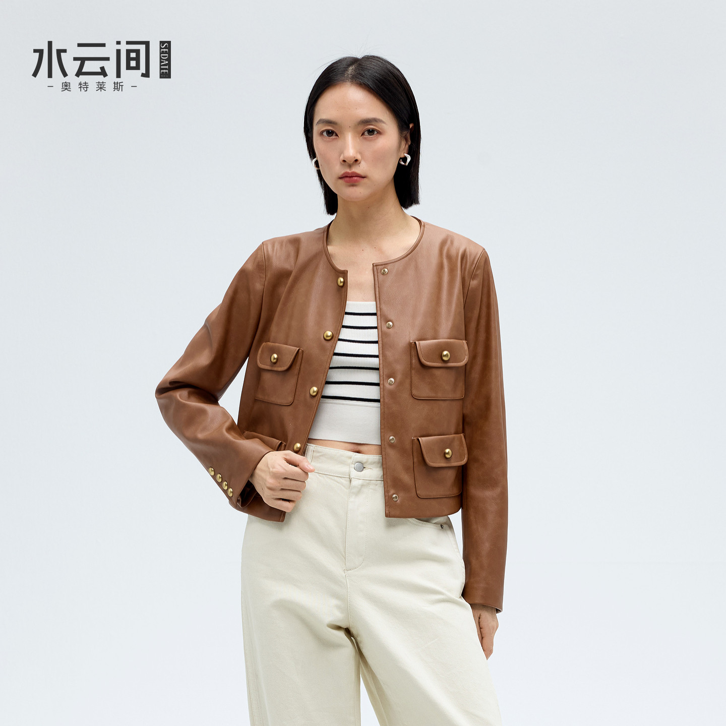 水云间复古炒色漆皮皮衣女短款夹克外套小个子酷飒风2026春季新款,女装/女士精品,皮衣,淘宝优惠券,粉丝福利购,淘宝优惠卷