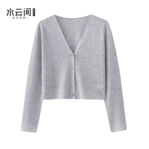 水云间灰色轻薄针织开衫女夏季