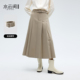 伞裙子通勤百搭2026新款 水云间卡其色百褶半身裙女中长款 a字西装