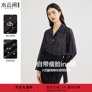 衬衫 轻熟法式 女装 2025薄款 小众雪纺上衣 新款 水云间黑色波点长袖