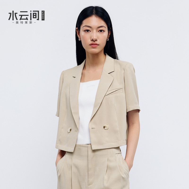 水云间卡其短款小西装外套女小香风短袖上衣休闲西装薄款2026夏季图片