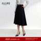 裙女气质通勤2025春新款 水云间黑色a字高腰半身裙中长款 伞裙西装