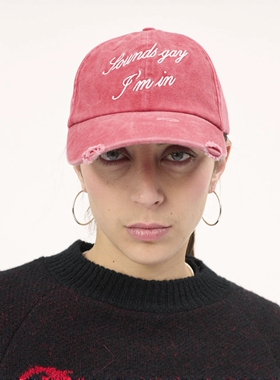 法国Carne Bollente弯檐复古做旧棒球帽男女同款Sounds gayI'm in