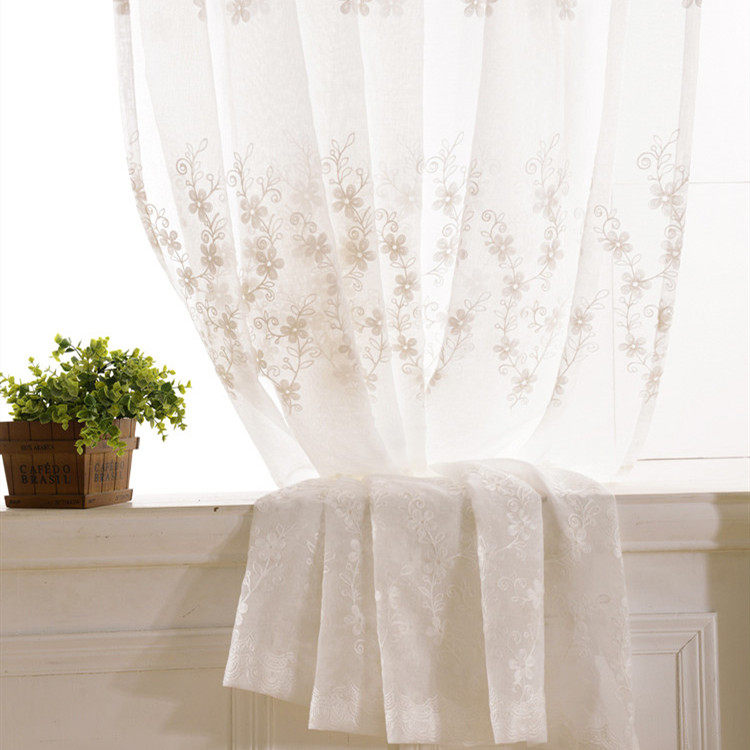 韩式窗帘田园小花清爽百搭刺绣窗纱卧室客厅飘窗书房成品定制窗帘,居家布艺,定制窗帘,淘宝优惠券,粉丝福利购,淘宝优惠卷