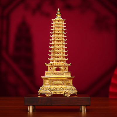 黄铜花丝金色文昌塔13层摆件