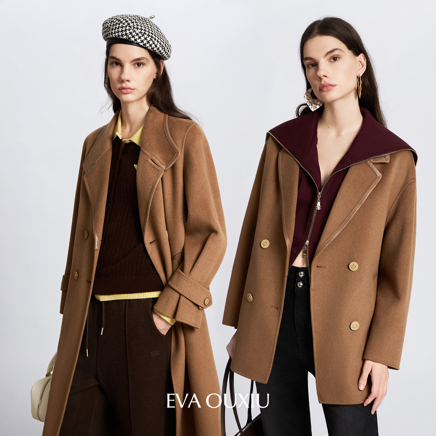 EVAOUXIU复古老钱风新款气质绵羊毛呢大衣女松弛感雅丹风时尚外套,女装/女士精品,毛呢外套,淘宝优惠券,粉丝福利购,淘宝优惠卷