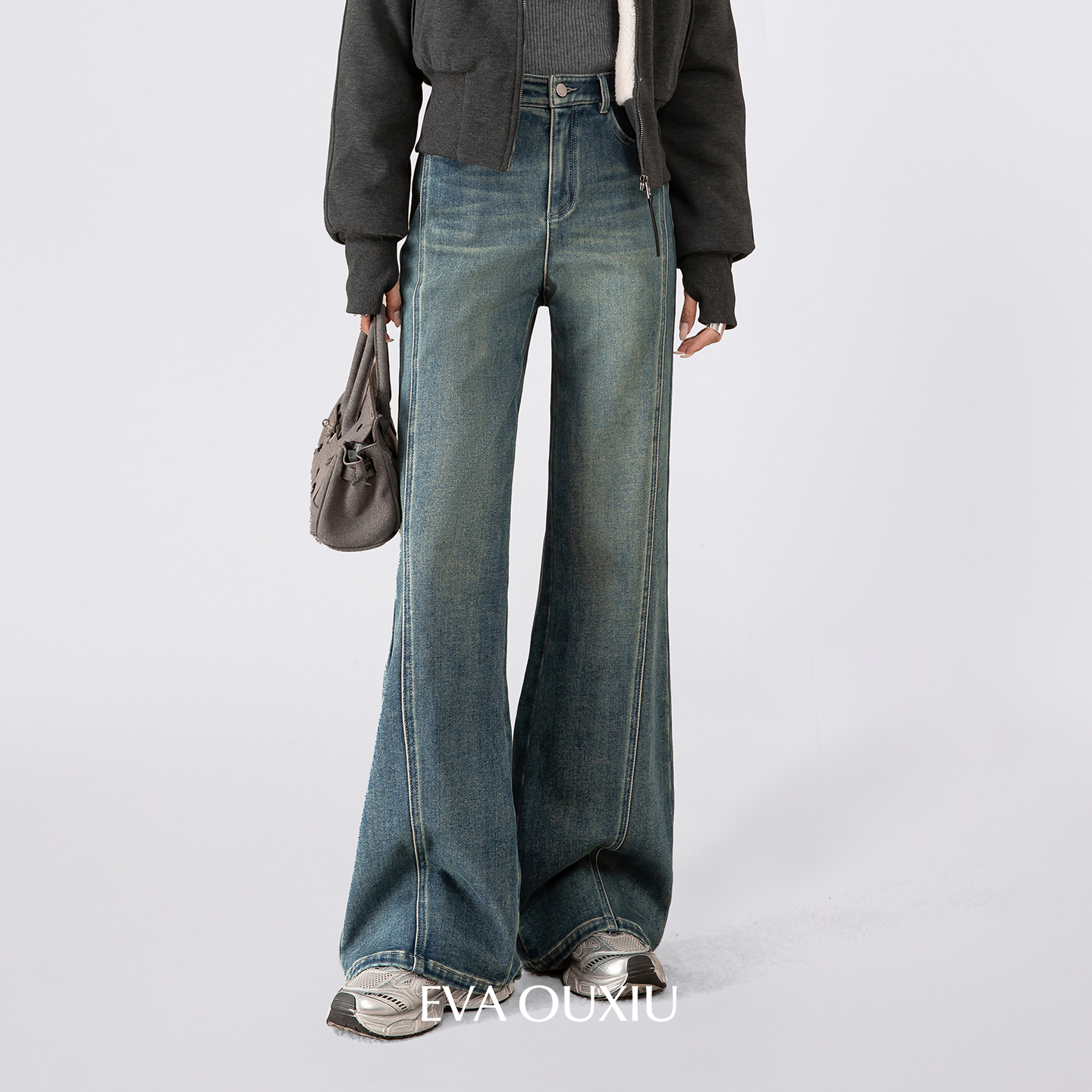 EVAOUXIU【新品】高腰牛仔裤