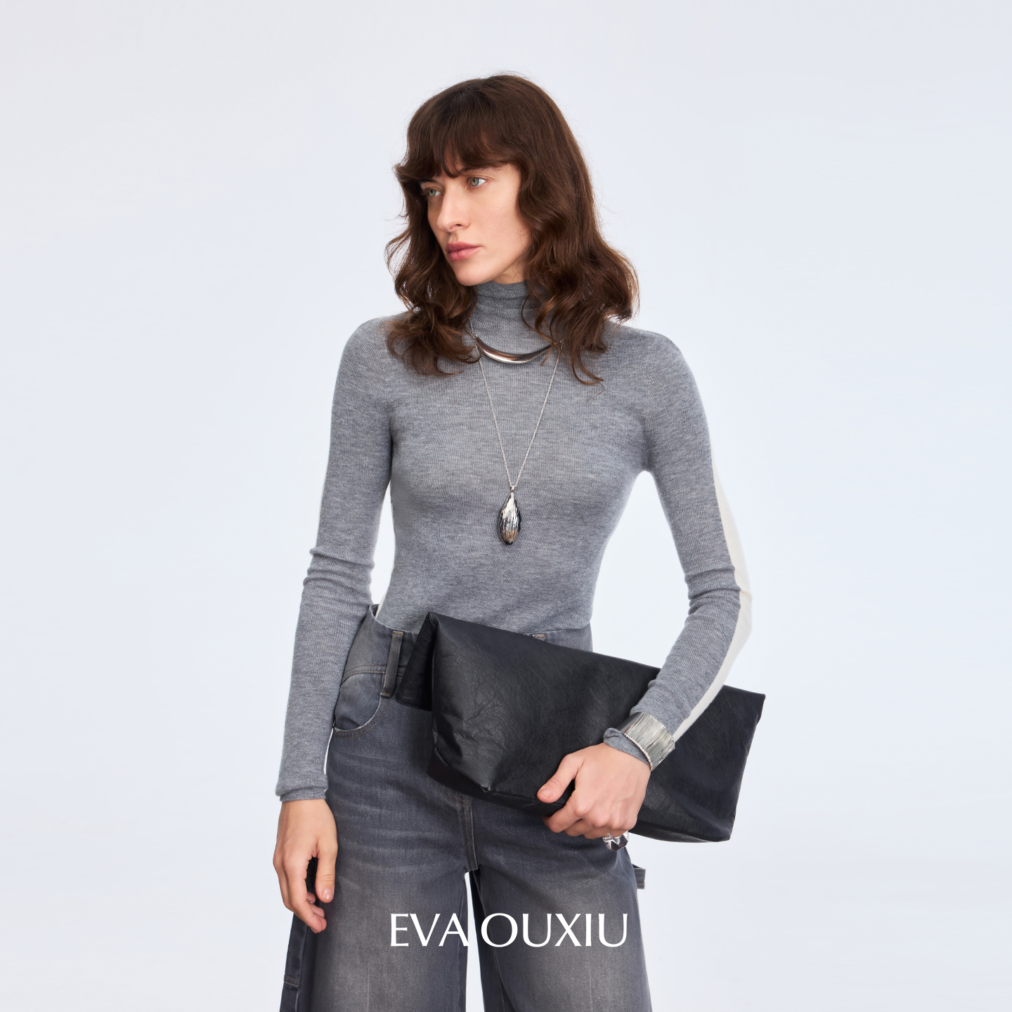 EVAOUXIU商场同款绵羊毛弹力针织