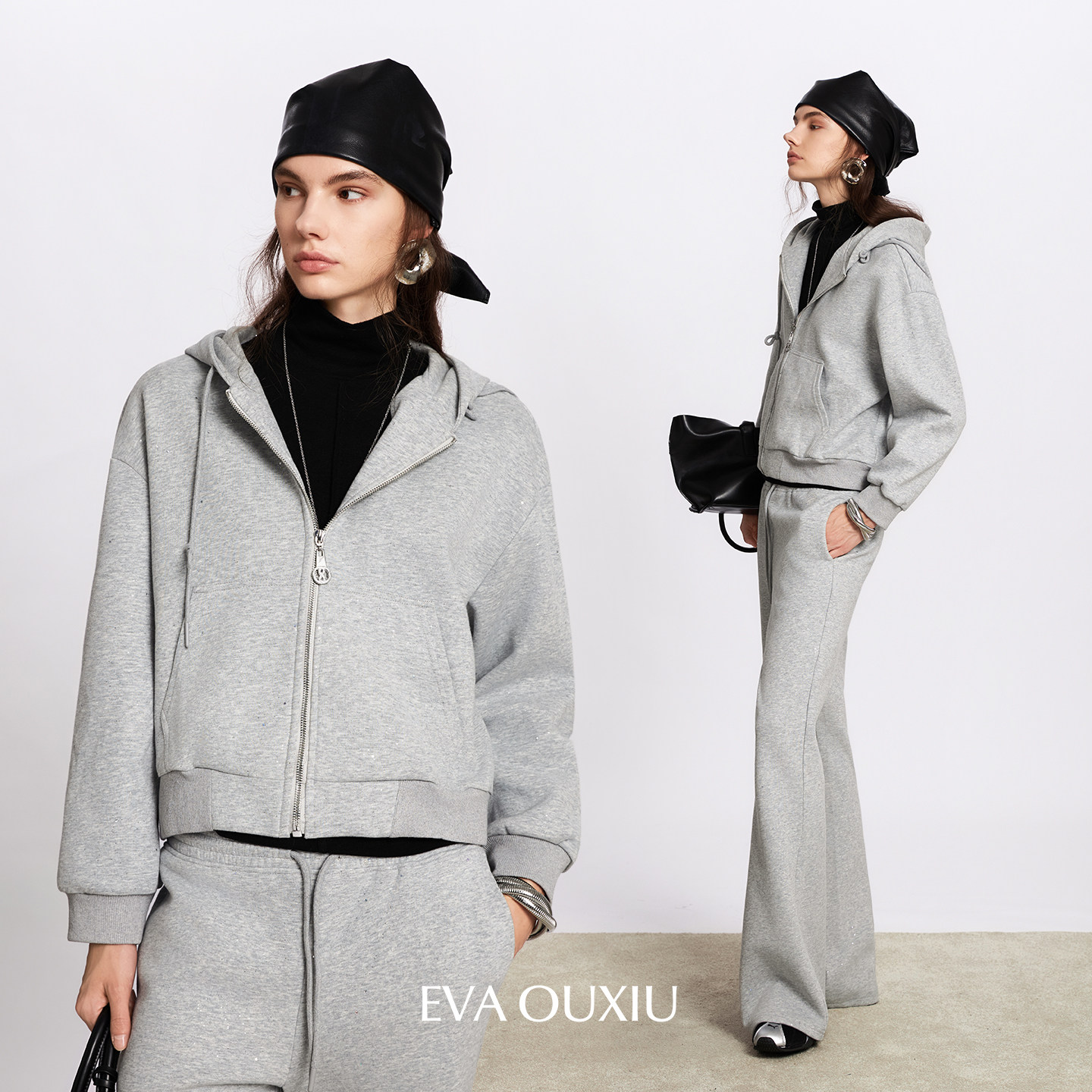 EVAOUXIU【精选】运动休闲套装女卫衣外套微喇裤cleanfit连帽衫潮,女装/女士精品,时尚套装,淘宝优惠券,粉丝福利购,淘宝优惠卷