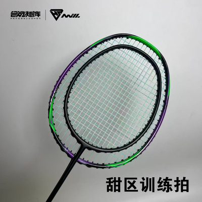 合能矩阵甜区拍训练小拍框全碳素超轻6U羽毛球拍小黑色mini