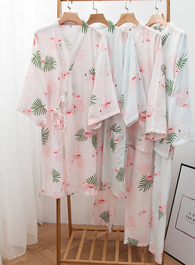 日系火烈鸟少女和服睡衣夏季新品