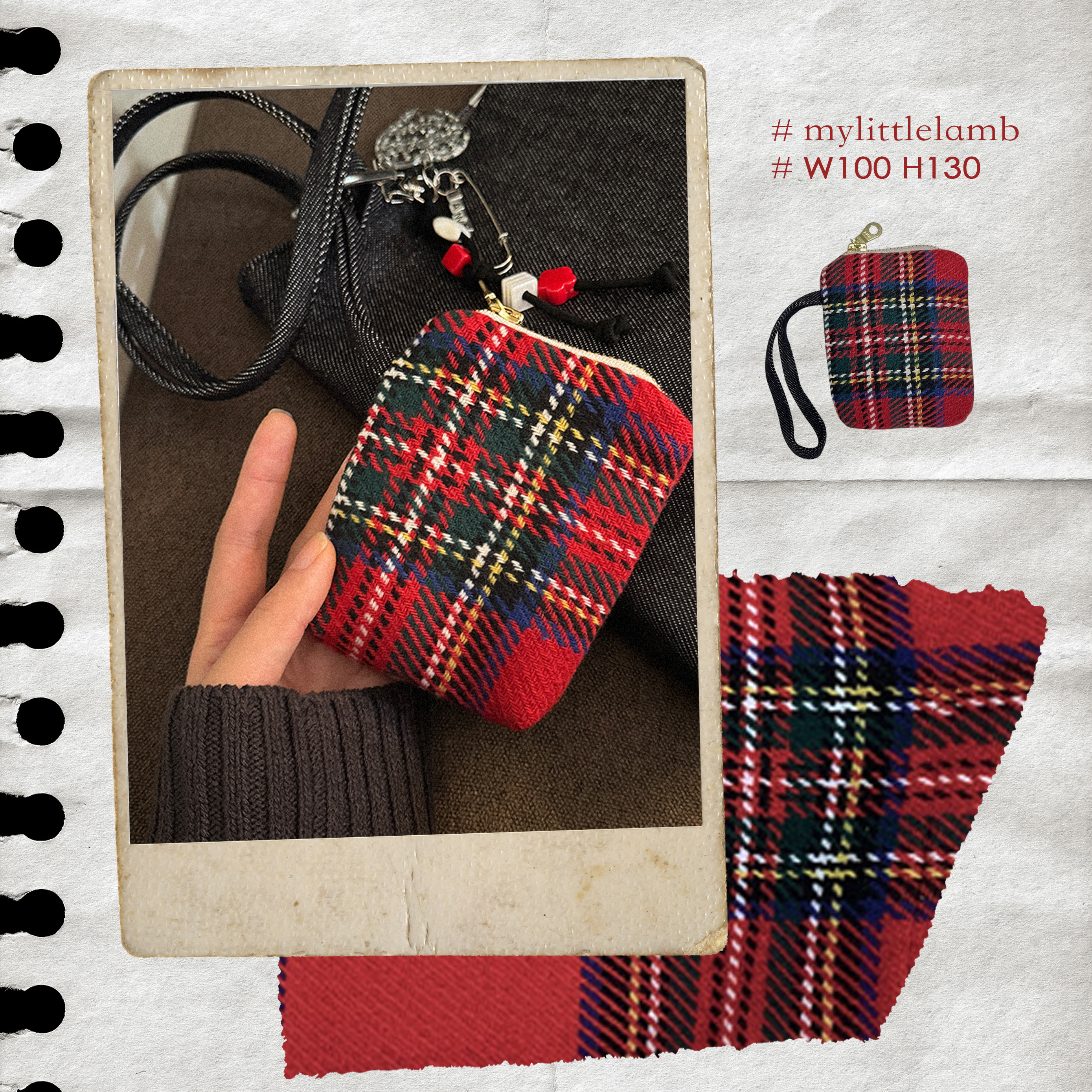 mylittlelamb 09-2.关于牛仔的所有~苏格兰红格毛呢挂件包