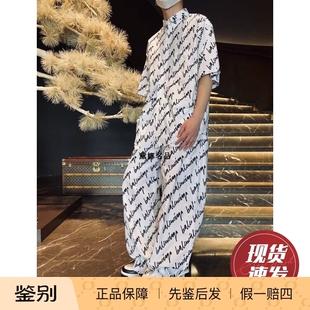正品现货 Balenciaga 春夏男士满LOGO阔版短袖衬衫外套 681702