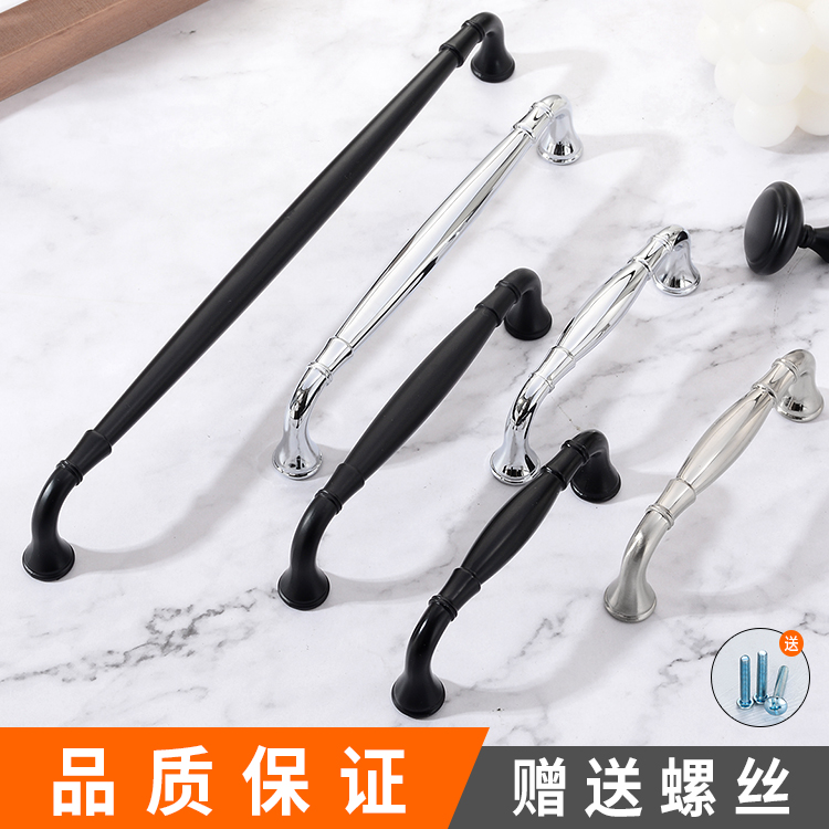 亮光现代简约风抽屉黑色柜门拉手