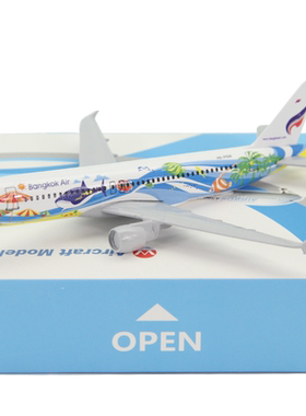仿真飞机模型空客A320泰国曼谷航空鱼彩绘机 A320曼谷鱼 金属16cm