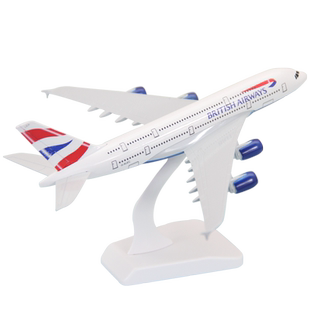 实心合金飞机模型空客A380英国航空客机礼品摆件静态航模18厘米