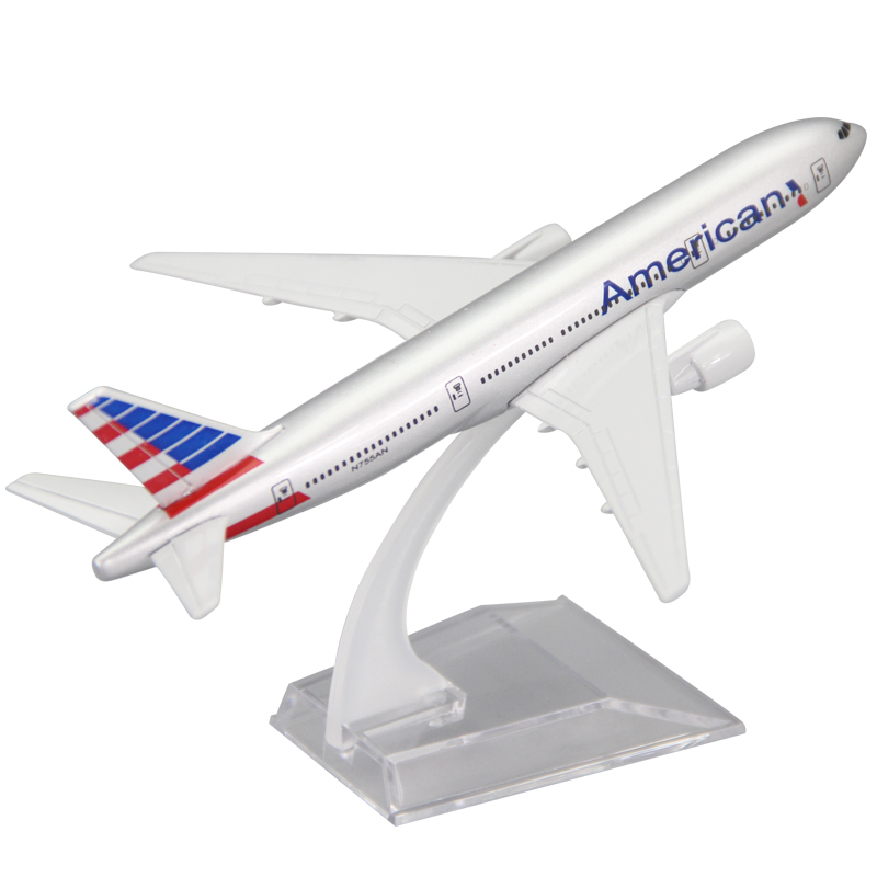 飞机模型B777-200机型美国航空客机礼品摆件合金仿真航模16厘米