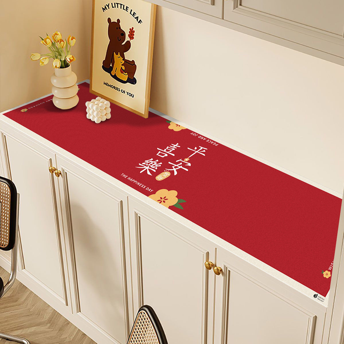 红色喜庆入户门鞋柜垫子餐边柜硅藻泥吸水桌垫台面保护垫防尘盖布,居家布艺,桌布,淘宝优惠券,粉丝福利购,淘宝优惠卷