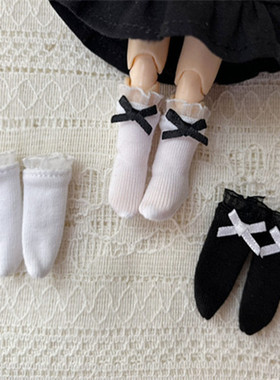 ob11 p9ymy bjd12分 花边袜子 黑白 洛丽塔袜子