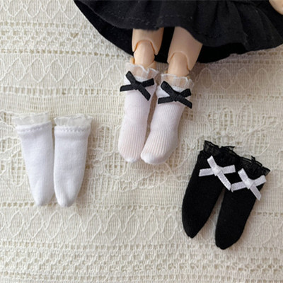 ob11 p9ymy bjd12分 花边袜子 黑白 洛丽塔袜子