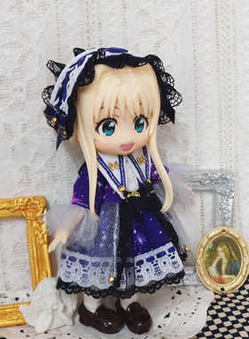 ob11连衣裙网纱星空蓝紫色 Lolita娃衣