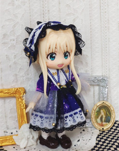 ob11连衣裙网纱星空蓝紫色 Lolita娃衣