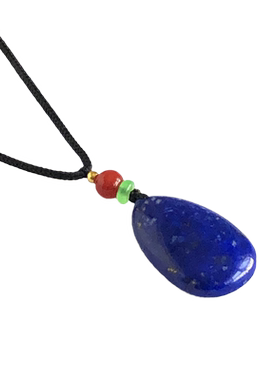 天然原色青金石水滴吊坠送挂件