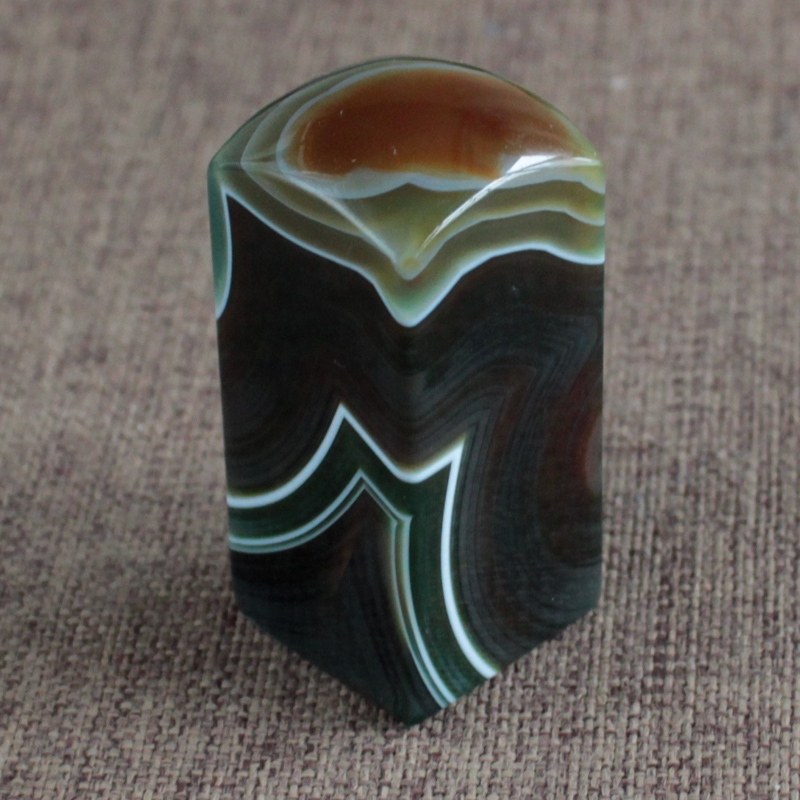 水玉冰魄天然绿玛瑙方章 缠丝玛瑙印章 私章书法姓名章包刻不退